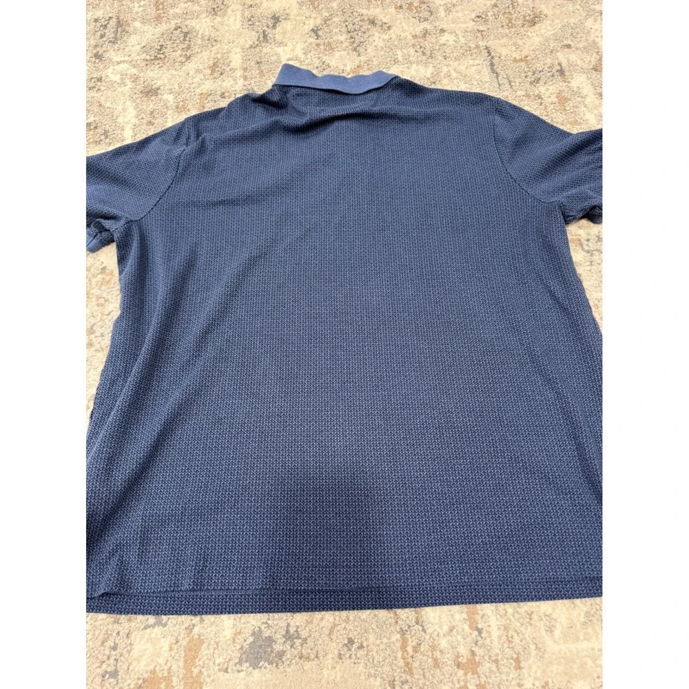 Polo Ralph‎ Lauren Mens XL Classic Navy Blue Textured Micro Pattern Polo Shirt